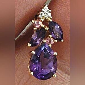 (3) #Amethysts + (2) #Citrine Post Earring set in #14K #Gold